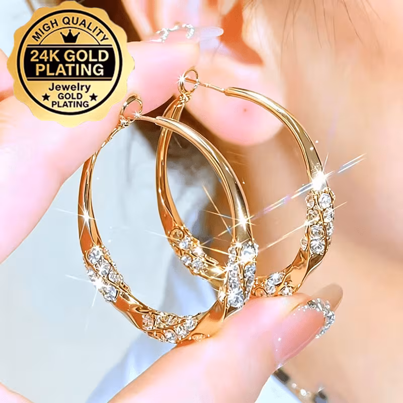 Aretes con diseño retorcido e incrustaciones